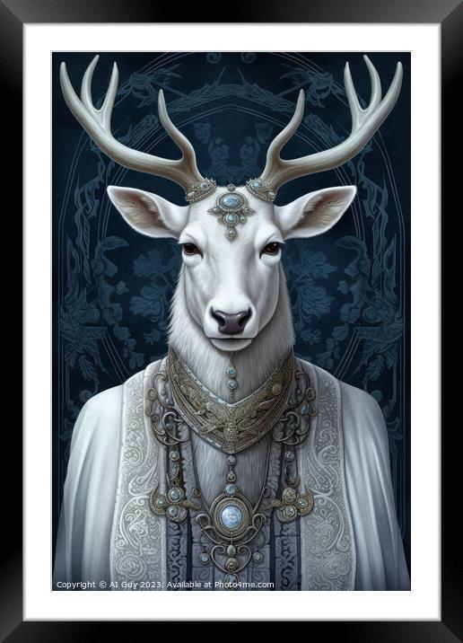 White Deer Stag Framed Mounted Print by Craig Doogan Digital Art