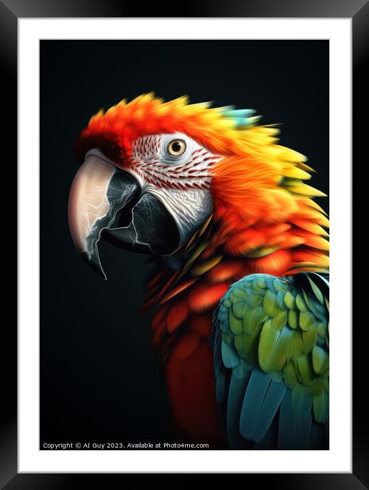 Colourful Parrot Painting Framed Mounted Print by Craig Doogan Digital Art
