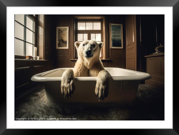 Polar Bear Bath Framed Mounted Print by Craig Doogan Digital Art