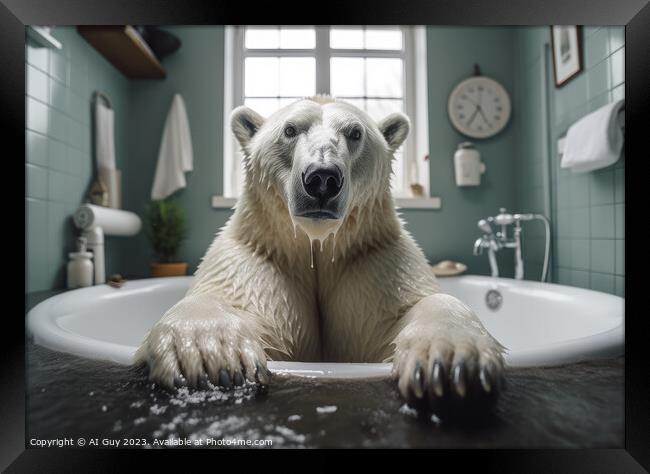 Polar Bear Bath Framed Print by Craig Doogan Digital Art