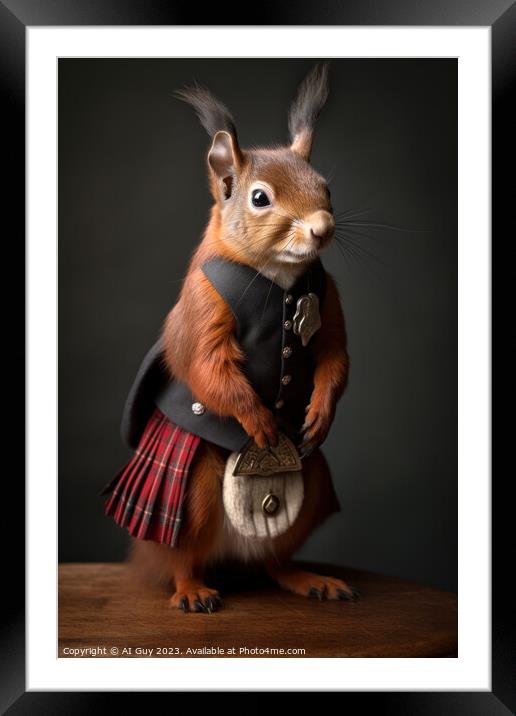 Tartan Squirrel Framed Mounted Print by Craig Doogan Digital Art