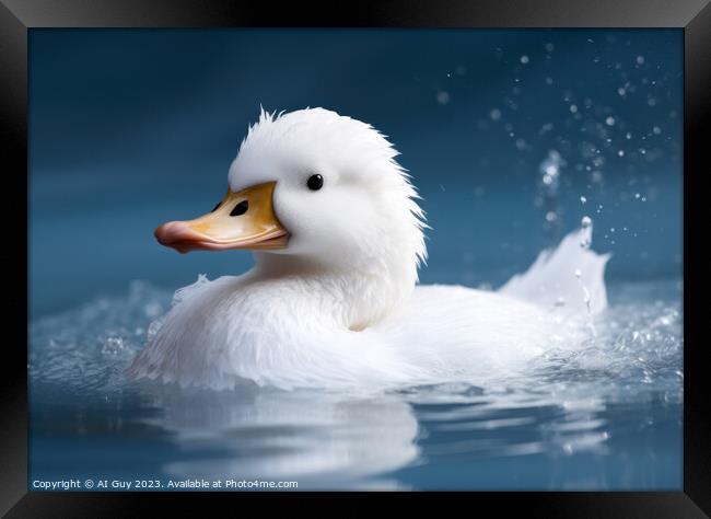 White Duck on Water Framed Print by Craig Doogan Digital Art