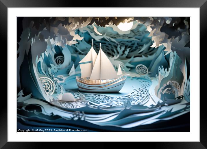 Ship at Sea Framed Mounted Print by Craig Doogan Digital Art