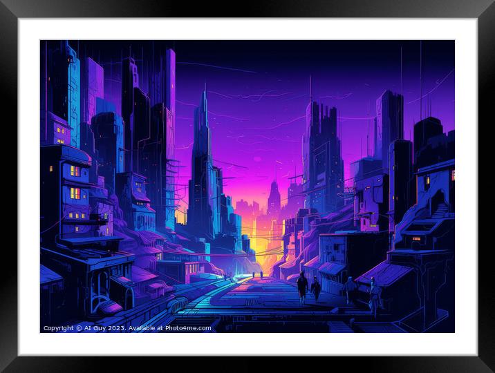 Neon Cityscape Framed Mounted Print by Craig Doogan Digital Art