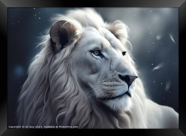 Fantasy White Lion Framed Print by Craig Doogan Digital Art