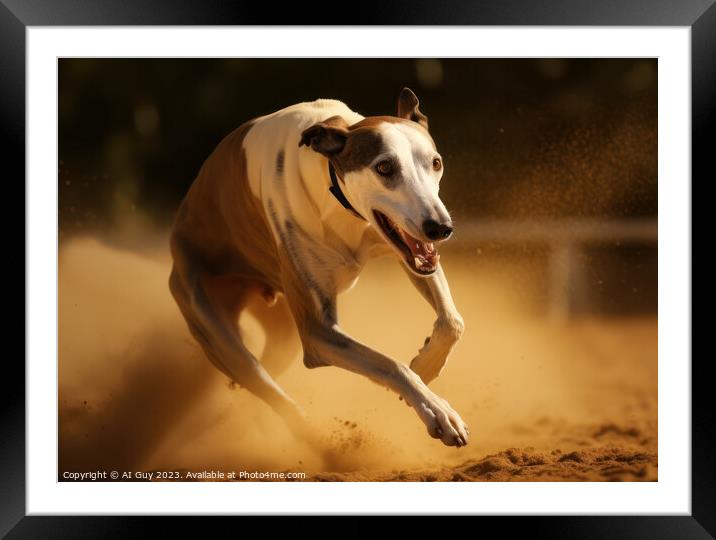 Greyhound Racing Framed Mounted Print by Craig Doogan Digital Art
