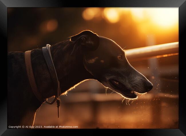Greyhound Rimlight Framed Print by Craig Doogan Digital Art