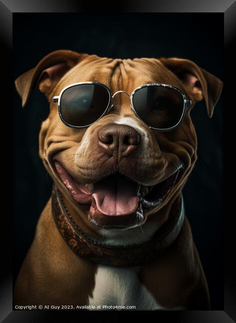 Happy Pitbull  Framed Print by Craig Doogan Digital Art