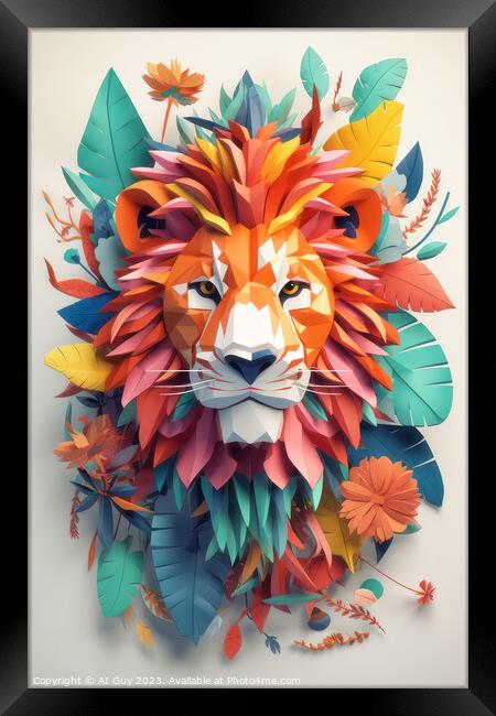 3D Lion Decor Framed Print by Craig Doogan Digital Art