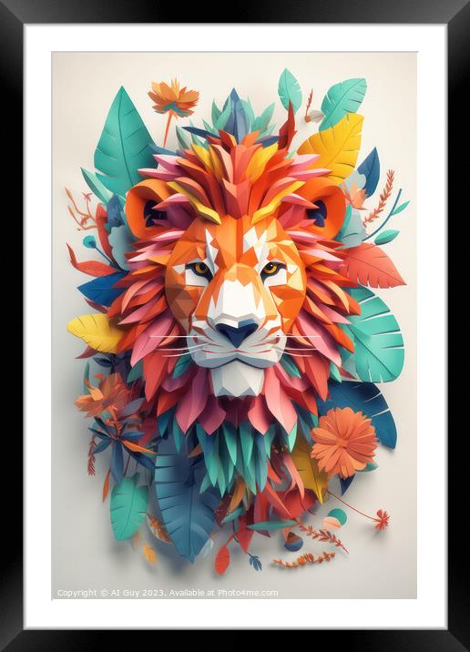 3D Lion Decor Framed Mounted Print by Craig Doogan Digital Art