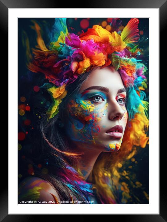 Colourful Female Portrait Framed Mounted Print by Craig Doogan Digital Art