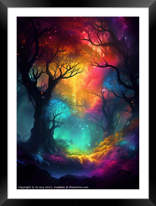 Rainbow Woodland Art Framed Mounted Print by Craig Doogan Digital Art