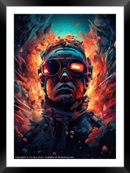 Fiery Gamer Portrait Framed Mounted Print by Craig Doogan Digital Art