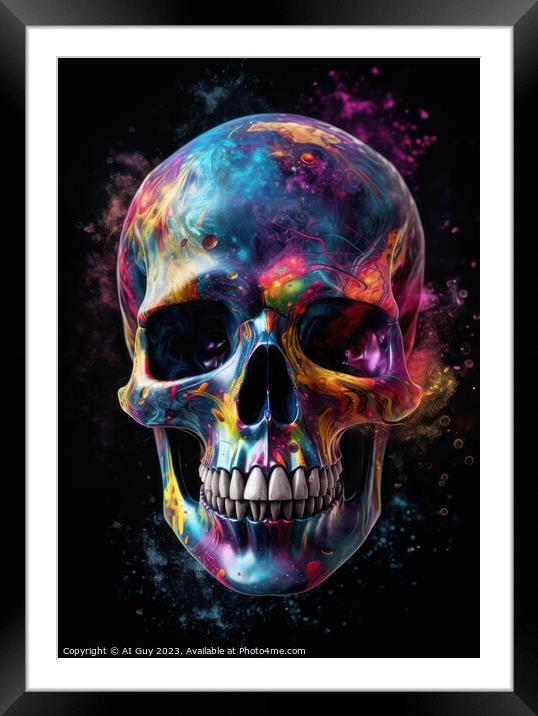 Colourful Skull  Framed Mounted Print by Craig Doogan Digital Art
