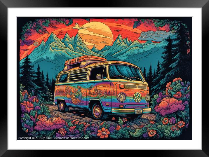 VW Trippy Camper Framed Mounted Print by Craig Doogan Digital Art