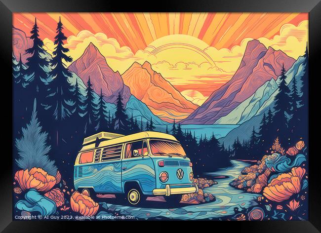 Trippy VW Camper Art Framed Print by Craig Doogan Digital Art