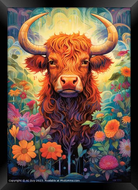 Highland Cow Digital Painting Framed Print by Craig Doogan Digital Art