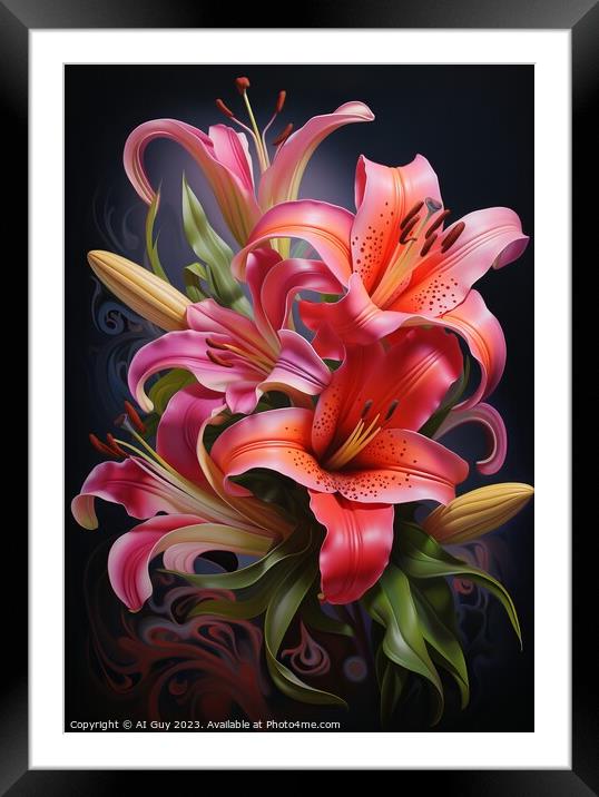 Colourful Bouquet Flower Digital Painting Framed Mounted Print by Craig Doogan Digital Art