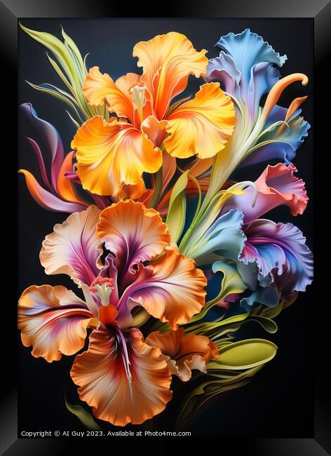 Colourful Bouquet Flower Digital Painting Framed Print by Craig Doogan Digital Art