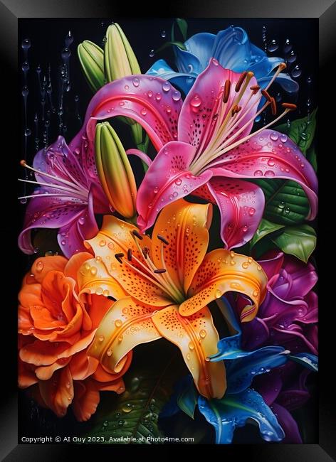 Colourful Bouquet Flower Digital Painting Framed Print by Craig Doogan Digital Art