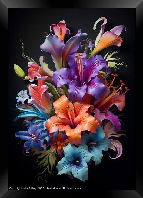 Colourful Bouquet Flower Digital Painting Framed Print by Craig Doogan Digital Art