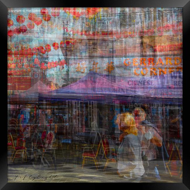 Abstract view of London's chinatown Framed Print by Alan Collins