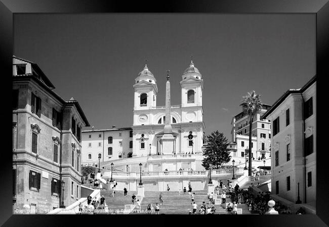 Black and White Spanish Steps - Eternal Rome Framed Print by Stefano Senise
