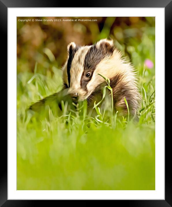 Golden Hour Badger Encounter Framed Mounted Print by Steve Grundy