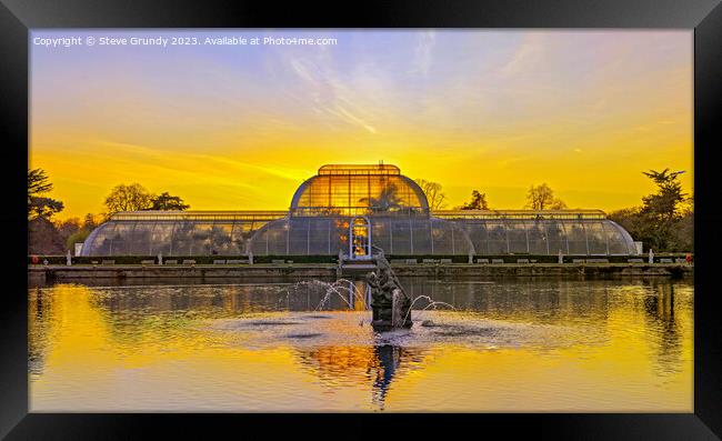 Sunset through the Palm House at Kew Gardens Framed Print by Steve Grundy