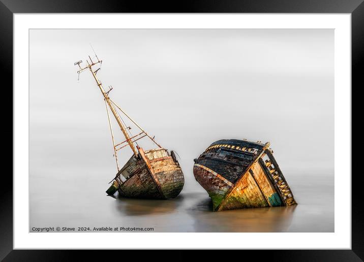 Fine Art View of Abandoned Boats on the Banks of t Framed Mounted Print by Steve 