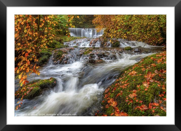 Autumnal View of Lower Cascade of Stock Ghyll Force, Ambleside, Lake District, Cumbria Framed Mounted Print by Steve 