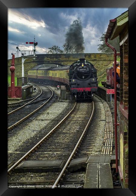 Steam Engine Pulling into Goathland Station, NYMR, Yorkshire Framed Print by Steve 