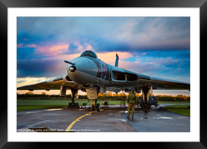 Majestic Avro Vulcan Takes on the Stormy Skies Framed Mounted Print by Andy Critchfield