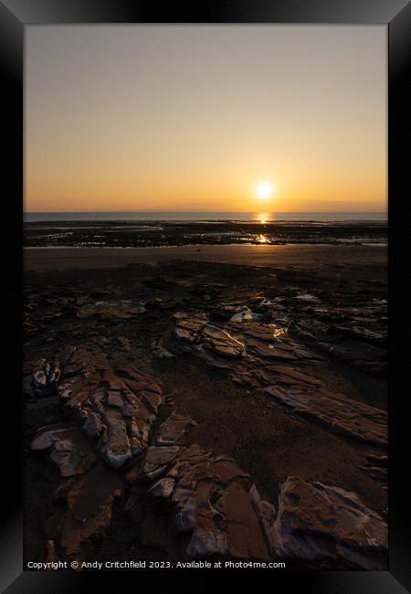 Fiery Ocean Sunset Framed Print by Andy Critchfield