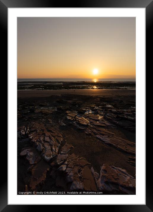 Fiery Ocean Sunset Framed Mounted Print by Andy Critchfield