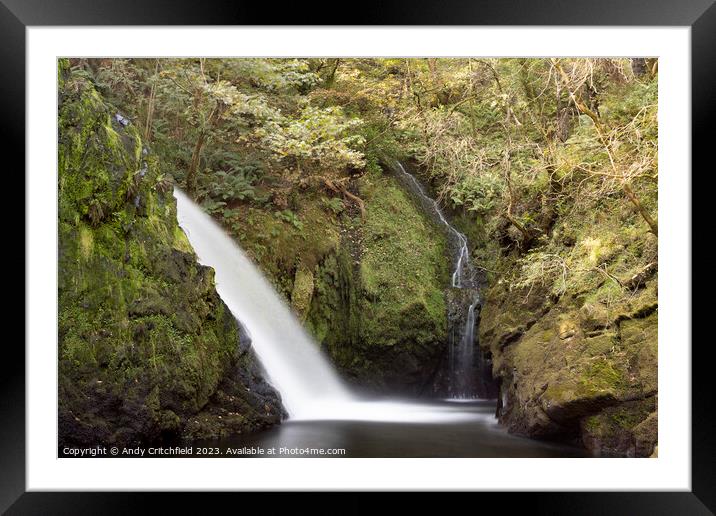Ceunant Mawr Waterfall Framed Mounted Print by Andy Critchfield