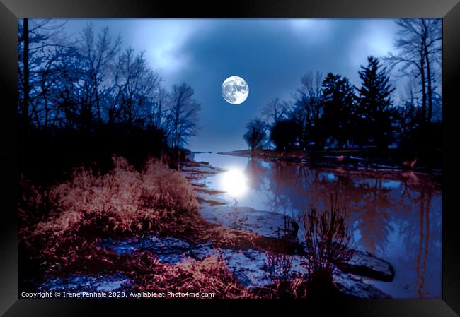 Enchanted  Moonlit River Framed Print by Irene Penhale