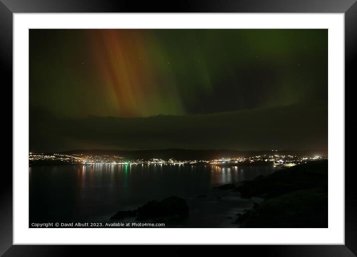 Northern Lights Over Brie Wick Shetland Islands Framed Mounted Print by David Albutt