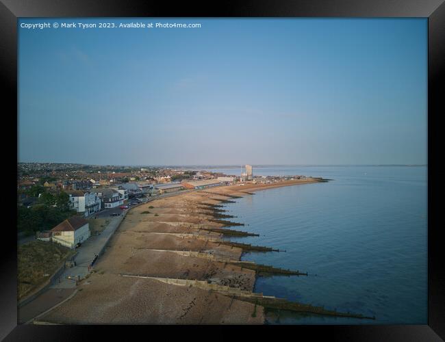 Aerial View Whitstable Harbour & Beach Framed Print by Mark Tyson