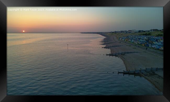 Sunrise Whitstable Sea aerial Drone Shot Framed Print by Mark Tyson