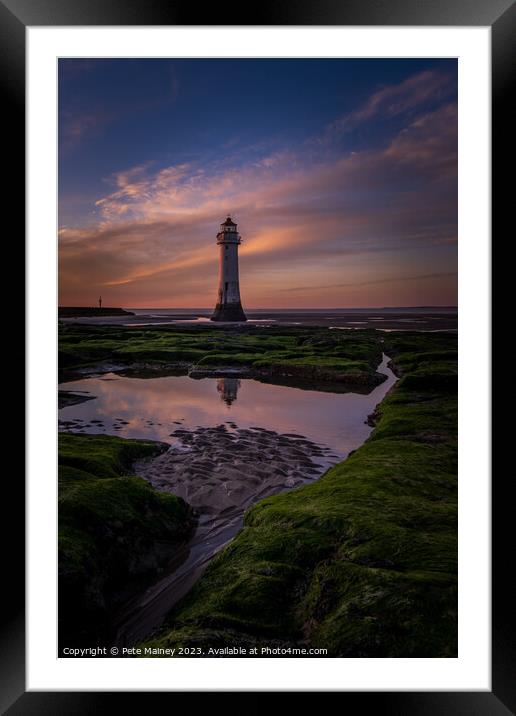 Perch Rock Sunset Framed Mounted Print by Pete Mainey