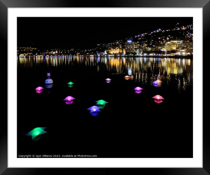 Floating Lights On The Lake Geneva Framed Mounted Print by Igor Alifanov