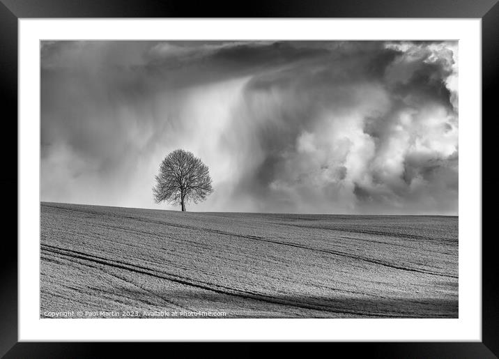 Lone Tree Amongst the Drama Framed Mounted Print by Paul Martin