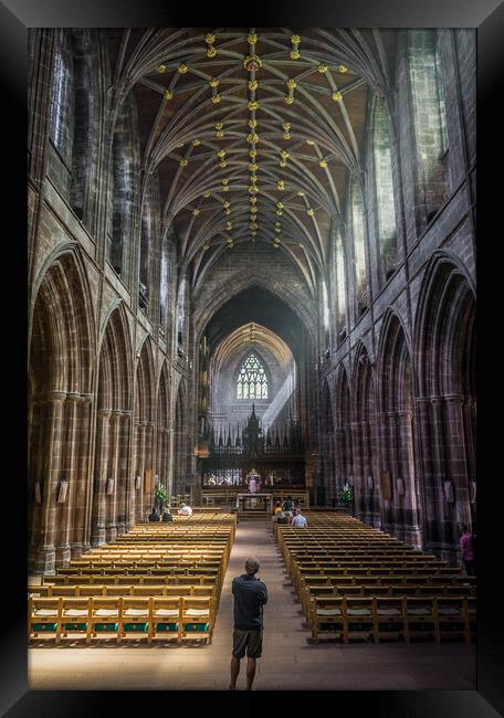 Chester Cathedral Sunbeam Framed Print by Paul Grubb