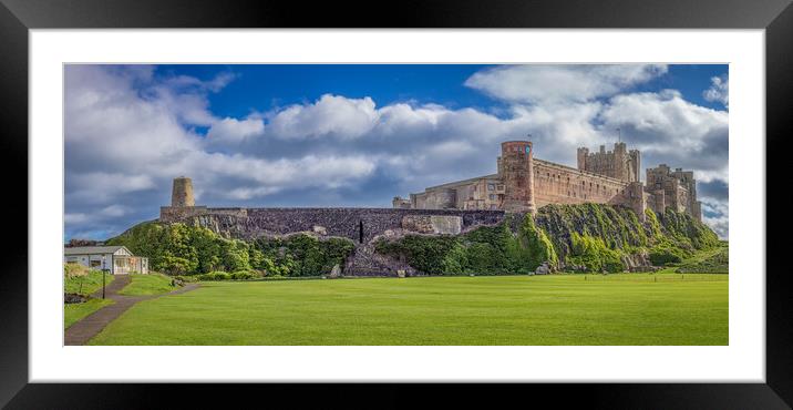 Bamburgh Castle and Green Framed Mounted Print by Paul Grubb
