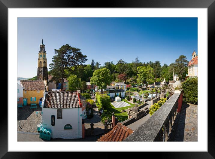 Colourful Portmeirion Village in Wales Framed Mounted Print by Paul Grubb