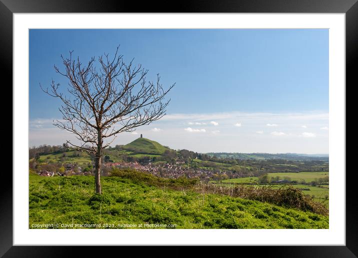 A view from Wearyall Hill to Glastonbury Tor Framed Mounted Print by David Macdiarmid