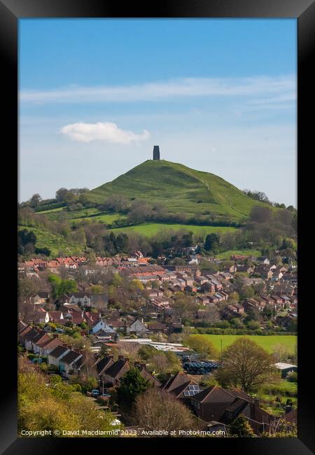A view from Wearyall Hill to Glastonbury Tor Framed Print by David Macdiarmid