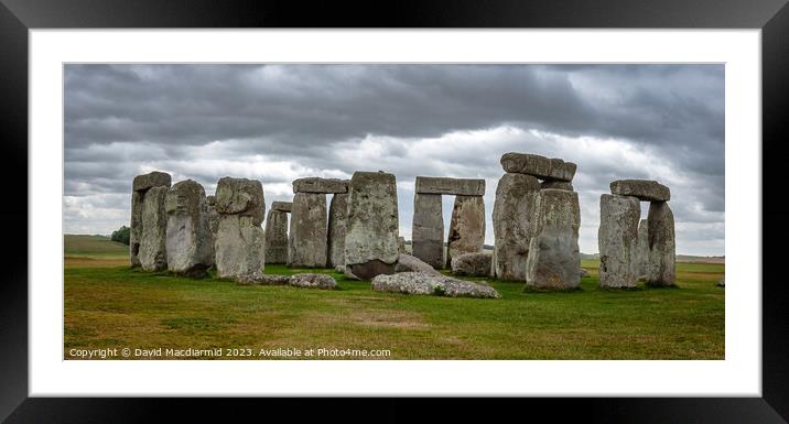 Stonehenge Panorama Framed Mounted Print by David Macdiarmid