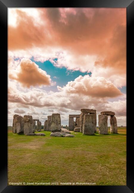 Stonehenge Abstract Colours Framed Print by David Macdiarmid